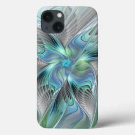 Abstrakt Blue Grönt Butterfly Fantasy Fractal Art