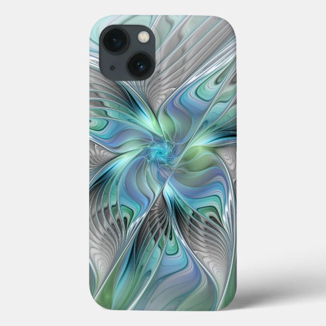 Abstrakt Blue Grönt Butterfly Fantasy Fractal Art (Baksida)
