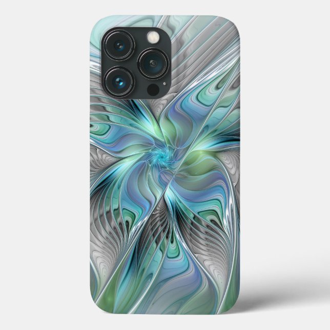 Abstrakt Blue Grönt Butterfly Fantasy Fractal Art (Baksida)