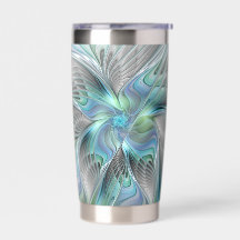 Abstrakt Blue Grönt Butterfly Fantasy Fractal Art