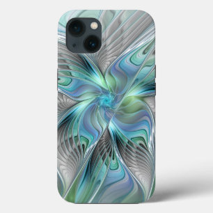 Abstrakt Blue Grönt Butterfly Fantasy Fractal Art