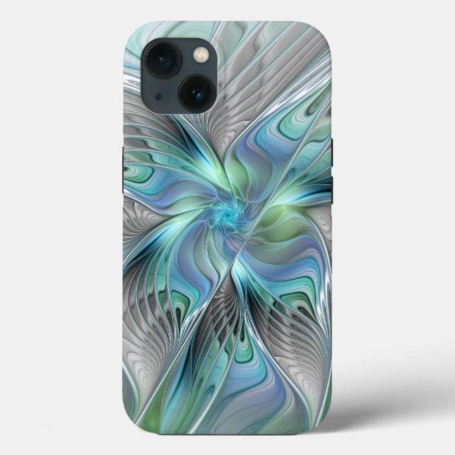 Abstrakt Blue Grönt Butterfly Fantasy Fractal Art (Baksida)