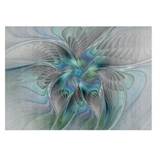 Abstrakt Blue Grönt Butterfly Fantasy Fractal Art (Framsidan)