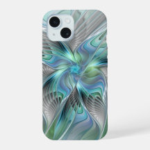 Abstrakt Blue Grönt Butterfly Fantasy Fractal Art