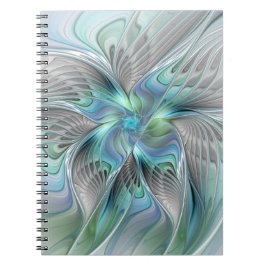 Abstrakt Blue Grönt Butterfly Fantasy Fractal Art Anteckningsbok