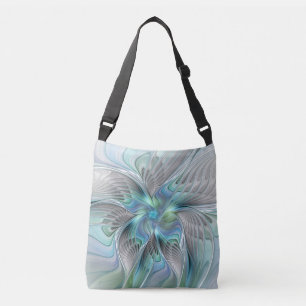 Abstrakt Blue Grönt Butterfly Fantasy Fractal Art Axelväska