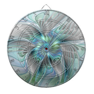 Abstrakt Blue Grönt Butterfly Fantasy Fractal Art Darttavla