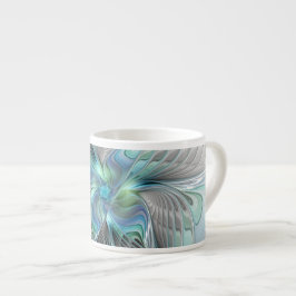 Abstrakt Blue Grönt Butterfly Fantasy Fractal Art Espressomugg