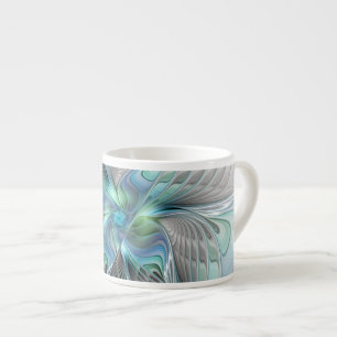 Abstrakt Blue Grönt Butterfly Fantasy Fractal Art Espressomugg