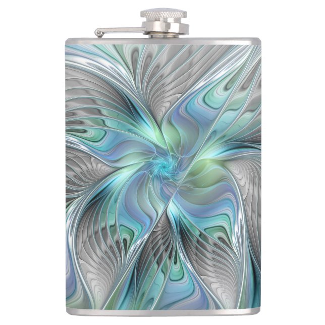 Abstrakt Blue Grönt Butterfly Fantasy Fractal Art Fickplunta (Framsidan)