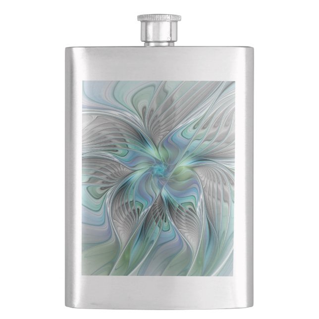Abstrakt Blue Grönt Butterfly Fantasy Fractal Art Fickplunta (Framsidan)