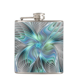 Abstrakt Blue Grönt Butterfly Fantasy Fractal Art Fickplunta