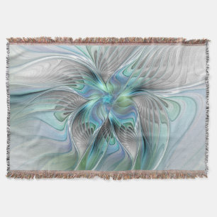 Abstrakt Blue Grönt Butterfly Fantasy Fractal Art Filt