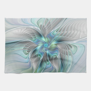 Abstrakt Blue Grönt Butterfly Fantasy Fractal Art Kökshandduk