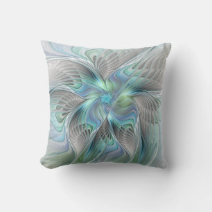 Abstrakt Blue Grönt Butterfly Fantasy Fractal Art Kudde