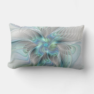 Abstrakt Blue Grönt Butterfly Fantasy Fractal Art Lumbarkudde