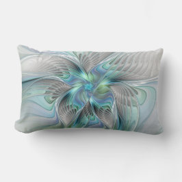 Abstrakt Blue Grönt Butterfly Fantasy Fractal Art Lumbarkudde