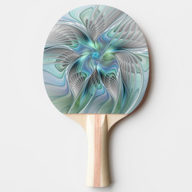 Abstrakt Blue Grönt Butterfly Fantasy Fractal Art Pingisracket (Framsidan)