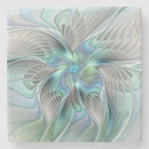 Abstrakt Blue Grönt Butterfly Fantasy Fractal Art