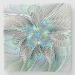 Abstrakt Blue Grönt Butterfly Fantasy Fractal Art Stenunderlägg