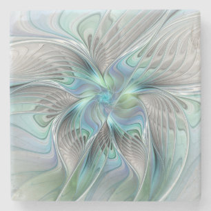 Abstrakt Blue Grönt Butterfly Fantasy Fractal Art Stenunderlägg