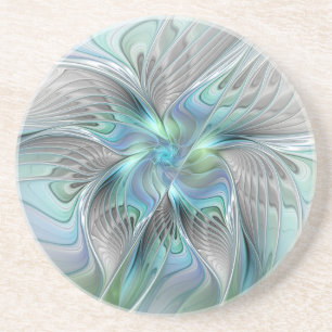 Abstrakt Blue Grönt Butterfly Fantasy Fractal Art Underlägg