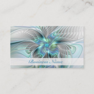 Abstrakt Blue Grönt Butterfly Fantasy Fractal Art Visitkort