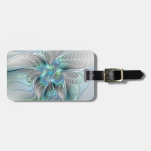 Abstrakt Blue Grönt Butterfly Fantasy Fractal Namn Bagagebricka