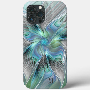 Abstrakt Blue Grönt Butterfly Fractal Art Monogram