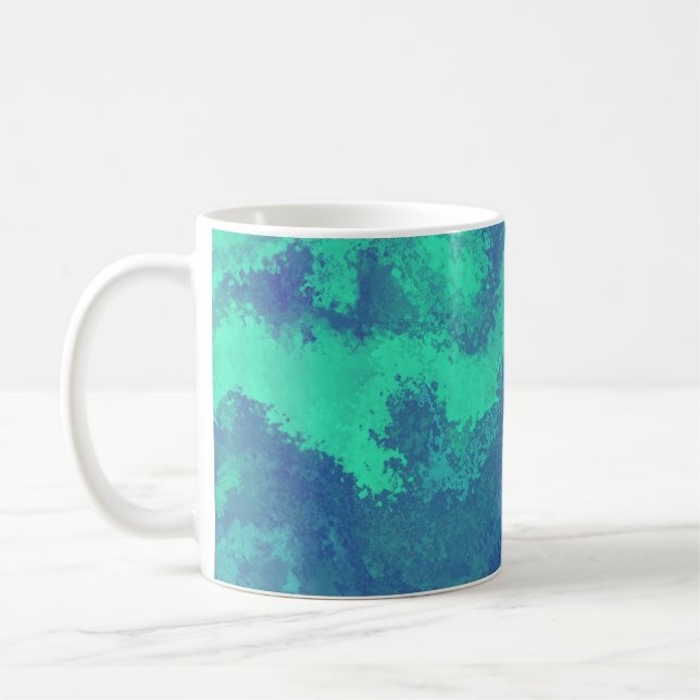 Abstrakt Blue Grönt Diffusion Kaffemugg (Vänster)