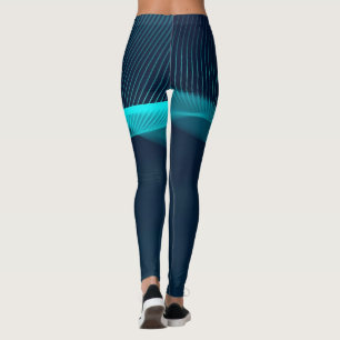 Abstrakt Blue Grönt Fluid Dynamics Leggings