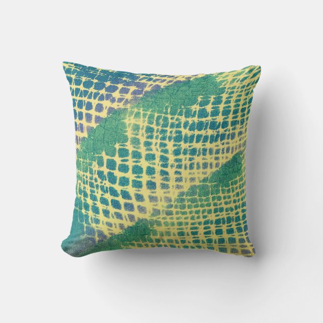 Abstrakt Blue Grönt Lila Mönster Pillows Kudde (Framsida)