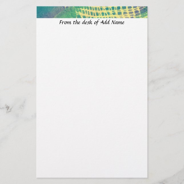 Abstrakt Blue Grönt Lila Mönster Stationery Brevpapper (Framsida)