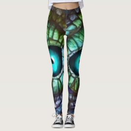 Abstrakt Blue Grönt Öga Leggings
