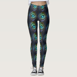 Abstrakt Blue Grönt Öga Leggings