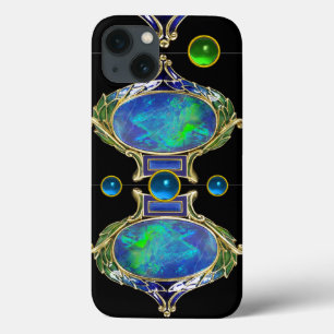ABSTRAKT BLUE GRÖNT OPAL EFFEKT MED GEMSTONES