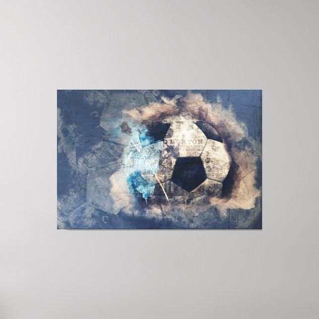 Abstrakt Blue Grunge Soccer Canvastryck (Framsida)