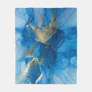 Abstrakt Blue Guld Marble Struktur Fleecefilt