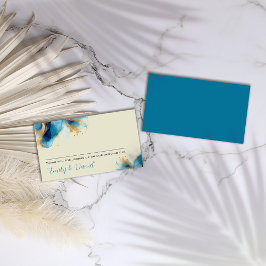Abstrakt Blue & Guld Watercolor Bröllop Placeringskort