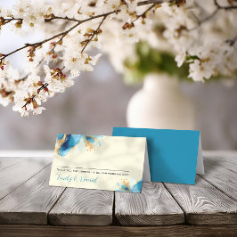 Abstrakt Blue & Guld Watercolor Bröllop Placeringskort