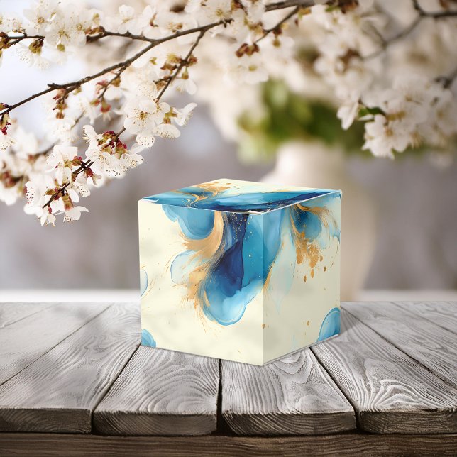 Abstrakt Blue & Guld Watercolor Bröllop Presentaskar (Skapare uppladdad)