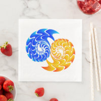 Abstrakt Blue Guld Yin Yang Fishes Balance