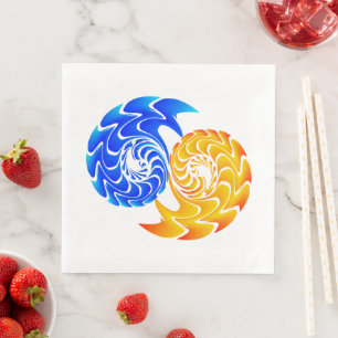 Abstrakt Blue Guld Yin Yang Fishes Balance Pappersservett