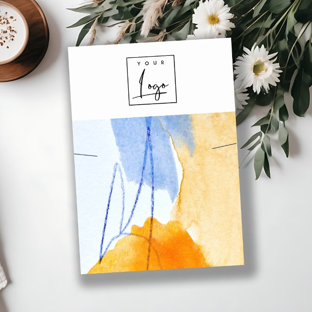 Abstrakt Blue Gult Art Logotyp Necklace-Visning Visitkort (Skapare uppladdad)