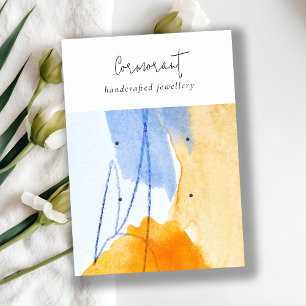 Abstrakt Blue Gult Watercolor 2 Earring Holder Visitkort