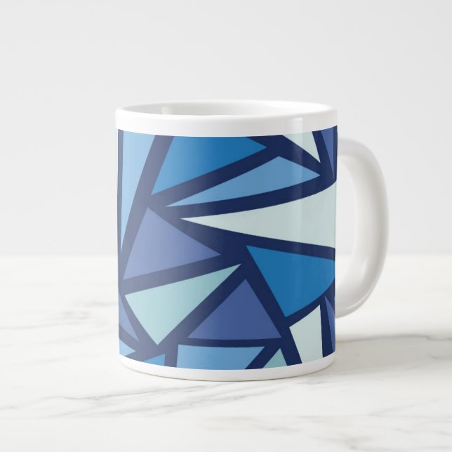 Abstrakt Blue Ice Crsytal Mönster Jumbo Mugg (Framsida höger)