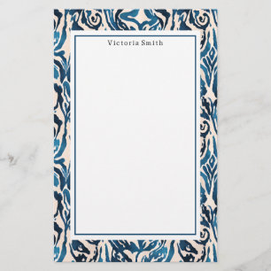 Abstrakt Blue Ikat Brevpapper