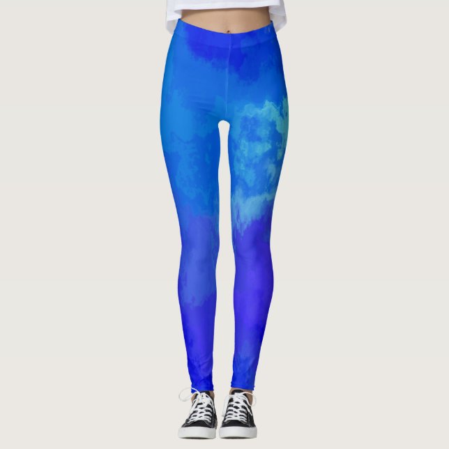 Abstrakt Blue Leggings (Framsida)