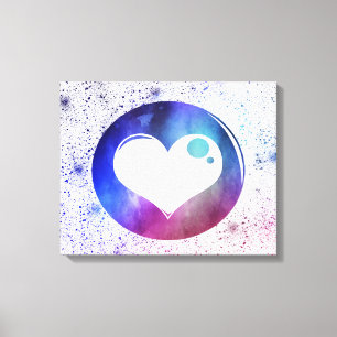 Abstrakt Blue & Lila Watercolor Heart Design Canvastryck