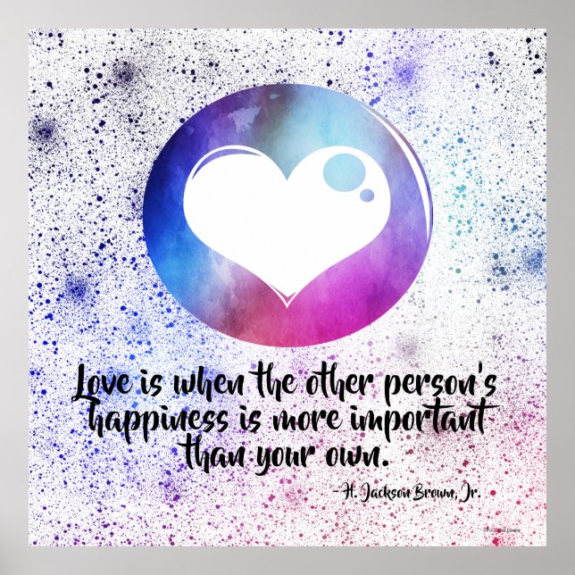 Abstrakt Blue & Lila Watercolor Heart Kärlek Quote Poster (Framsidan)